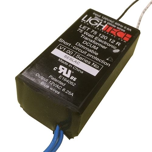 12VAC @ 75W OUT LIGHTECH LET-75-120 LOW-VOLTAGE DIMMABLE TRANSFORMER 120VAC-IN